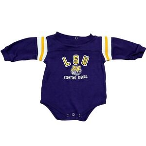 LSU Fighting Tigers Infant Long Sleeve Bodysuit Purple Gold 0-3 Months